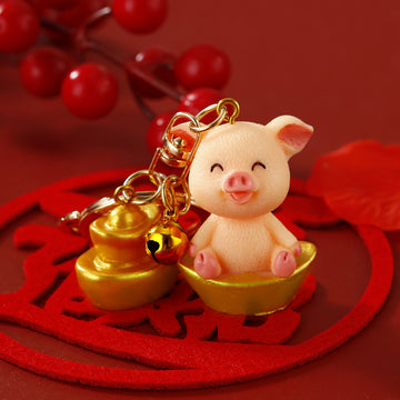 Cute Ingot Pig Keychains in Nine Poses plus Assorted Style Option