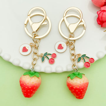 Strawberry, Cherry and Lemon Charm Keychains Featuring Red Strawberry Across 43 Variations