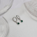 Round Gem Drop Huggie Hoop Earrings Gold Silver Metal view 6