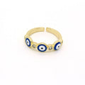 Gold Tone Triple Evil Eye Adjustable Open Rings in Six Colors view 2