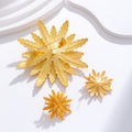 Gold Tone Orange Wheat Two Designs Metal Dangle Earrings view 3