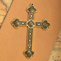Ornate Floral Cross Pendant With Raised Border Details For Jewelry Making view 3