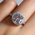 Silver Tone Round Halo Pavé Crystal Ring with Polished Finish view 2