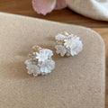 Colorful Crystal Flower Cluster Clip On Earrings In Six Styles view 7