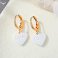 Gold Tone Love Heart Charm Huggie Drop Earrings in Six Colors view 6