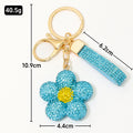 Rhinestone Flower Keychain Daisy Charm Gold Hardware view 4