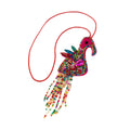 Beaded Flamingo Charm Pendant with Rhinestone Fringe Tassel view 5