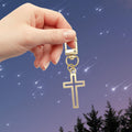 Gold Hollow Cross Keychain Lobster Clasp Open Frame view 3