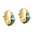 Statement Chunky Beaded And Clear Stone U Hoop Earrings view 5