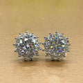 Round Floral Cluster Stud Earrings In Three Metal Tones view 2