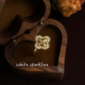Gold Tone Open Adjustable Clover Knot Ring Pavé Border view 2