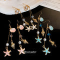 Gold Tone Coastal Charm Hook Earrings in Three Colors view 2
