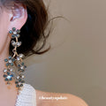 Gray Crystal Branch Chandelier Earrings With Floral Drops view 3