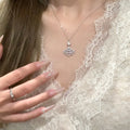 Silver Crystal Fan Pendant Necklace for Layered Everyday Styling view 3
