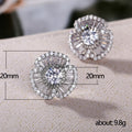 White Gold Camellia Flower Stud Earrings Baguette Zircon view 5