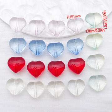 Transparent Glass Heart Beads in 6mm 8mm and 10mm Sizes