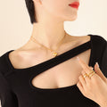 Gold Double Chain Necklace With Plump 3D Heart Pendant view 1