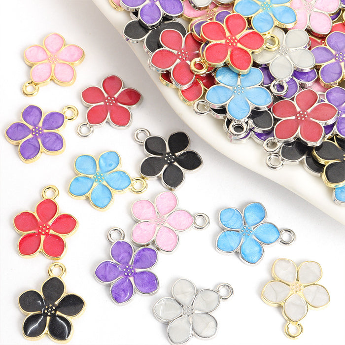 Enamel-Look Gold Silver Cherry Blossom Alloy Charms in 12 Styles