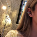 Pearl and Crystal Layered Single Ear Cuff Statement Jewelry view 3