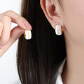 Gold Rim Half-Circle Enamel Stud Earrings Black White Pink view 7