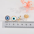 Round Blue Evil Eye Stud Earrings in Three Tone Combinations view 2