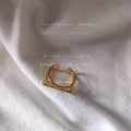 Gold Open Adjustable Ring Square Frame Double Band view 6