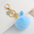 Faux Fur Pom Keychain with Cherry Blossom Charm and Glitter Cherry Beads view 7