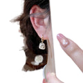 Gold Tone Cat Eye Square Drop Huggie Hoop Earrings view 5