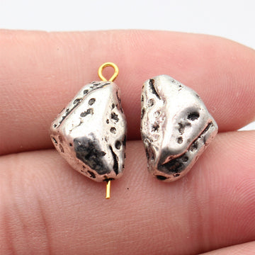 Antique Silver Irregular Rock Shaped Metal Spacer Bead