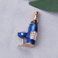 Wine Bottle And Glass Brooch in Detailed Metal and Crystal Design view 3