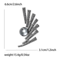 Art Deco Graduated Fan Bar Brooch With Gray Pearl Accent view 5