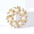 Pearl Leaf Wreath Brooch Silver Gold Two Tone Styles view 4
