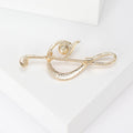 Rhinestone Treble Clef Brooch with Pearl Gold or Silver view 3