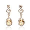 Silver Tone Crystal Teardrop Halo Crystal Two Designs Metal Dangle Earrings view 6