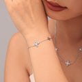 Four Leaf Flower Zircon Necklace Bracelet Snake Chain Set view 4