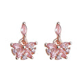 Rose Gold Pink Zircon Flower Drop Stud Earrings Pair view 5