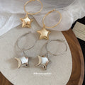Open Star Dangle Hoop Earrings In Two Metal Tones Jewelry Design view 2