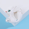 Enamel Fox Brooch with Faux Pearl in Black or White view 7