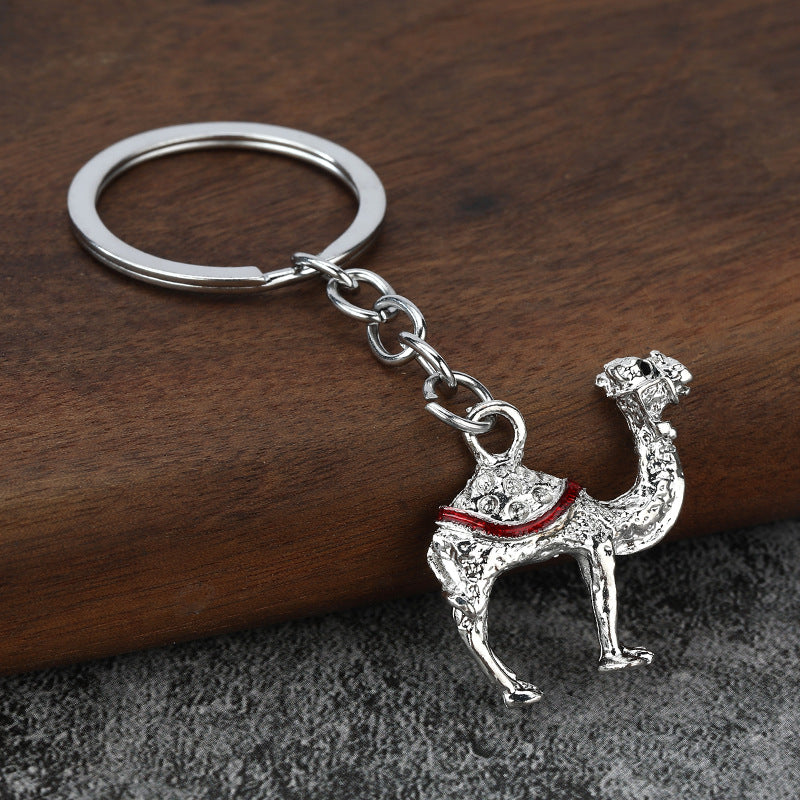 Rhinestone Camel Keychain Desert Travel Souvenir Metal Bag Charm