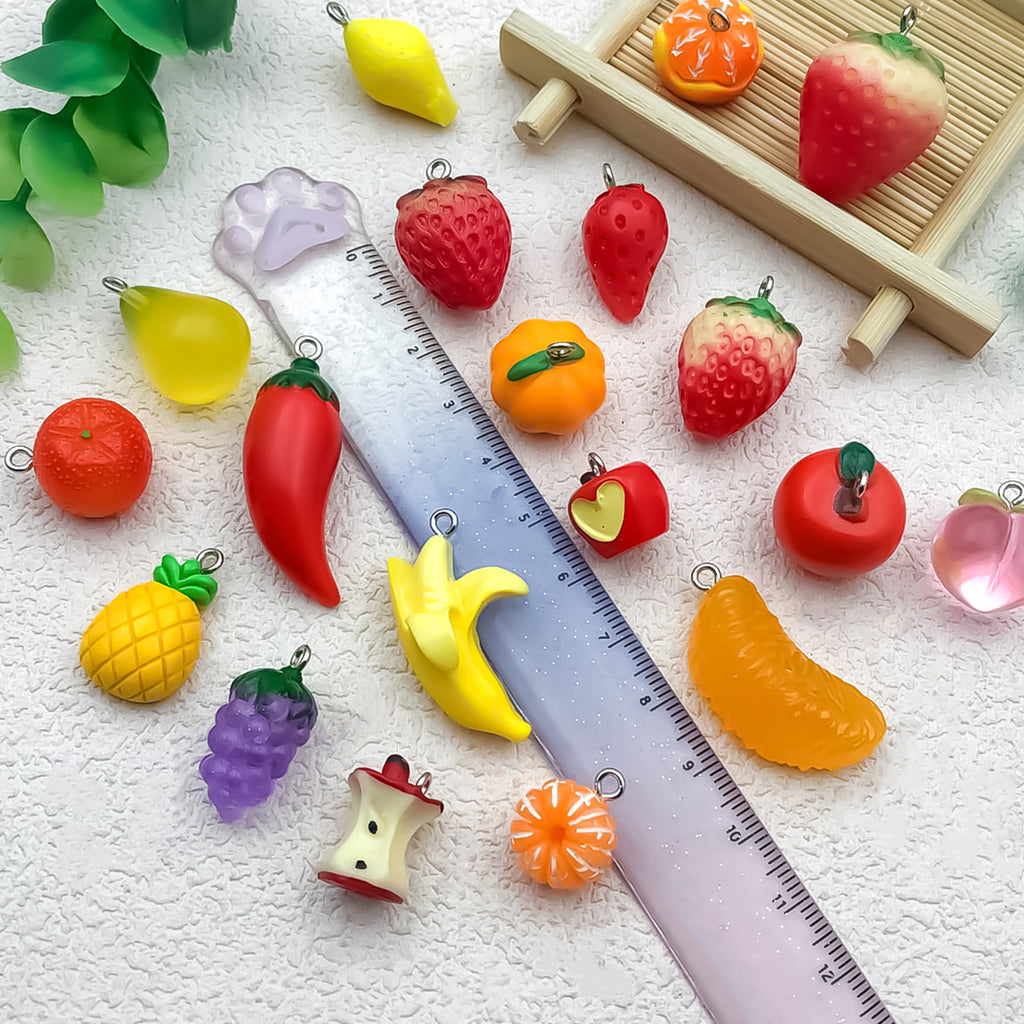 Acrylic 3D Simulation Fruit Charm Pendant for DIY Earrings Necklace Keychain