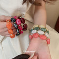 Irregular Acrylic Oval Bead Stretch Bracelets 8 Colors view 1