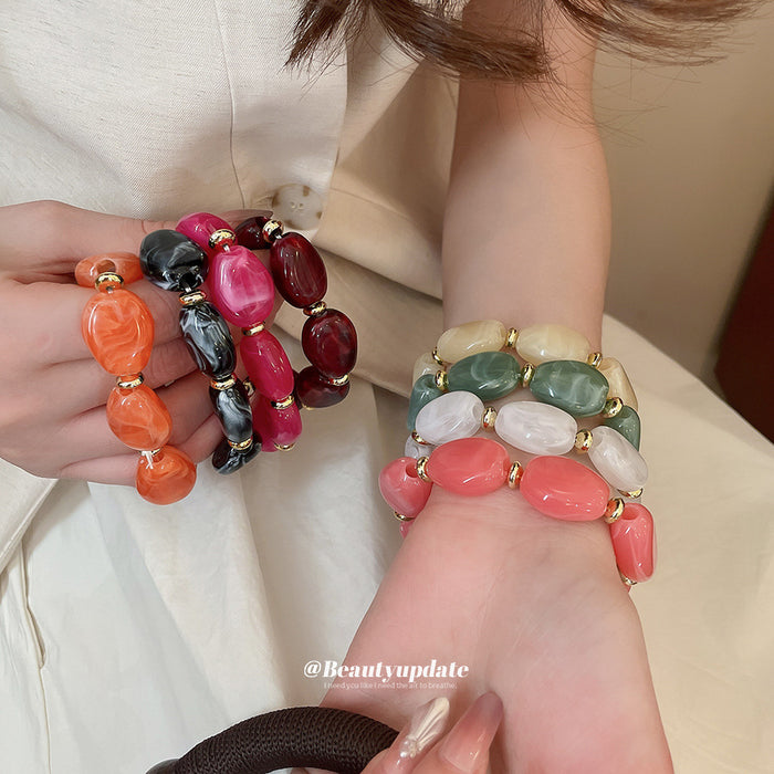 Irregular Acrylic Oval Bead Stretch Bracelets 8 Colors