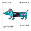 Patterned Dachshund Enamel Brooch In Red And Blue Decorative Lapel Pin view 5