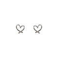 Open Heart Outline Stud Earrings Silver Gold Metal Options view 5