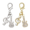 Rhinestone Guitar Treble Clef Lobster Clasp Charm Two Tones view 5