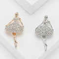 Crystal Ballerina Brooch In Silver And Gold Tones Decorative Lapel Pin view 2