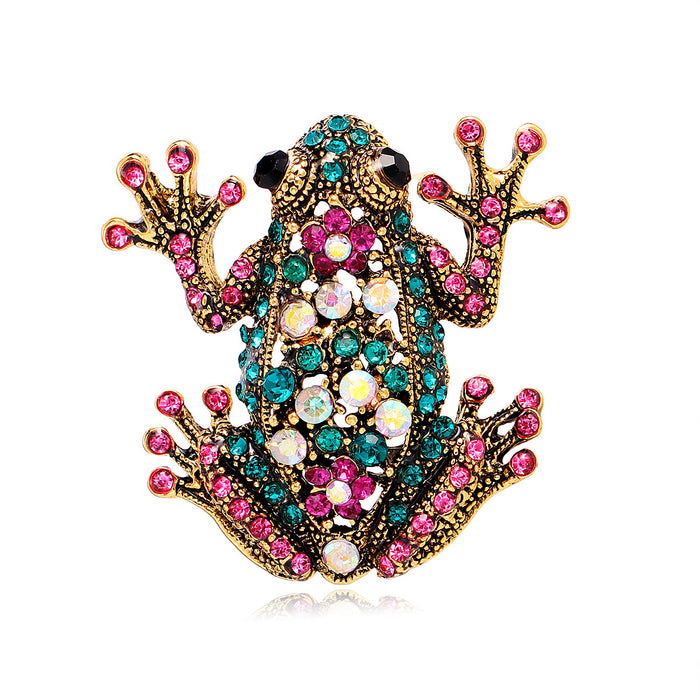 Pink Gold Tone Frog Two Designs Metal Brooch Pin for Jackets and Lapels