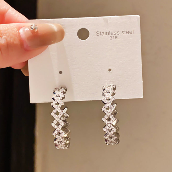 Geometric Crystal Hoop Earrings in Gold and Silver Tone