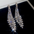 Crystal Waterfall Tassel Earrings in Gold and Silver view 7