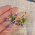 Multicolor Glass Lily Flower Dangle Earrings Gold Hook view 2